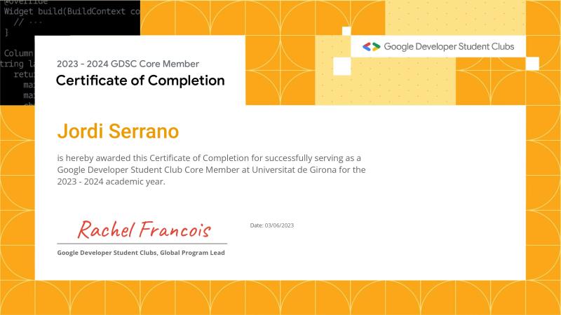 GDSC 2023 certificate